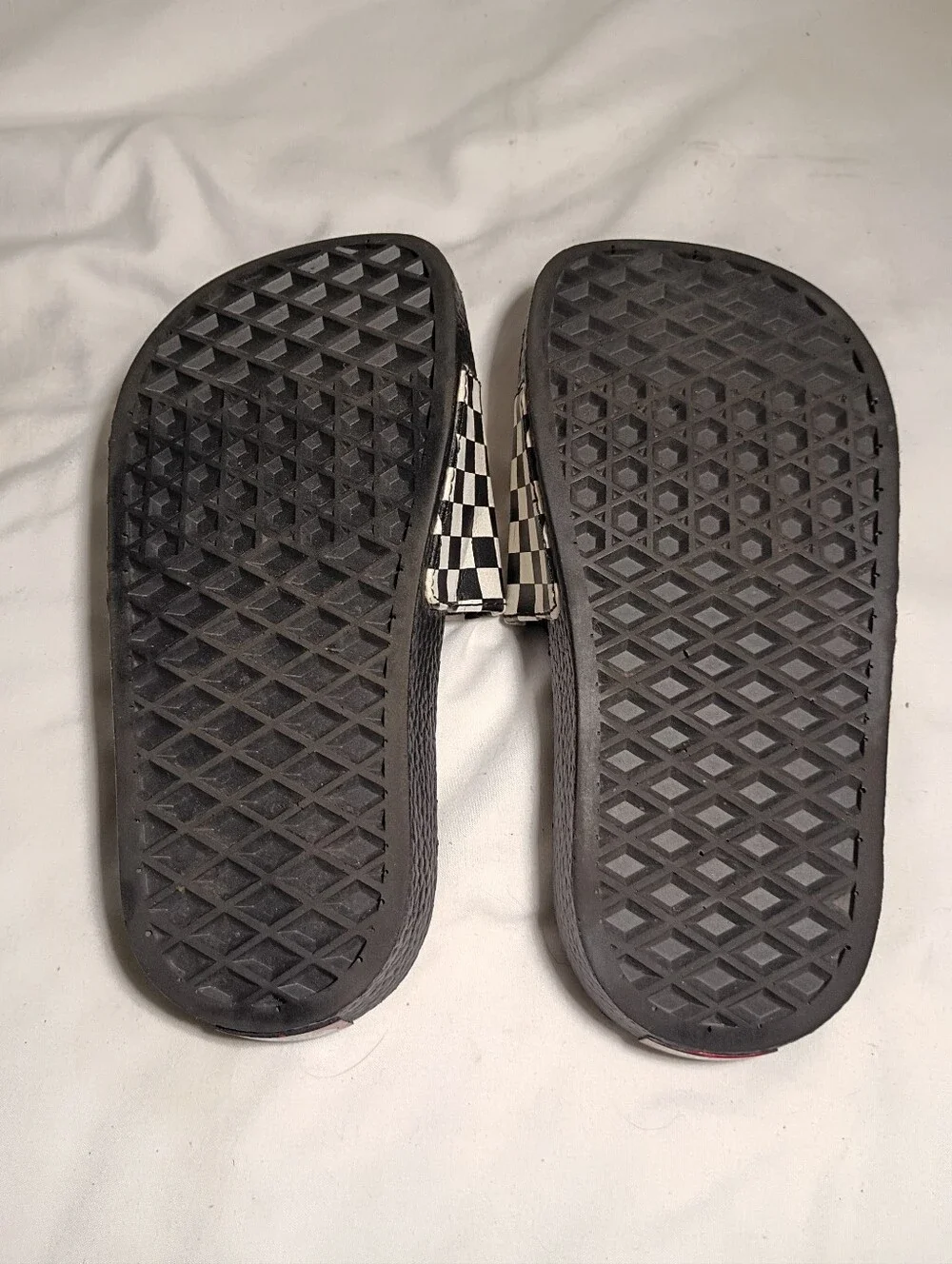 Vans Youth La Costa Slide-On Black White Checkerboard Sandals Size 12 Excellent